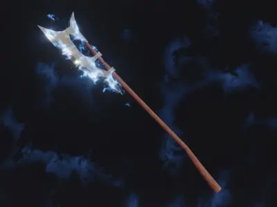 Set of 6 Elemental Battle Axes - Fantasy medieval weapon Low-poly 3D model