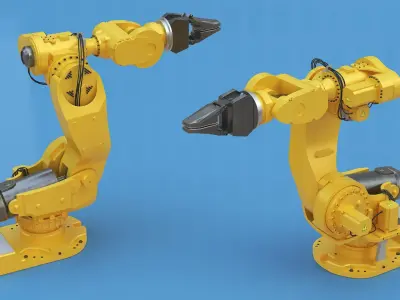 Industrial Robot with Gripper Rigged for Cinema 4D 3D model
