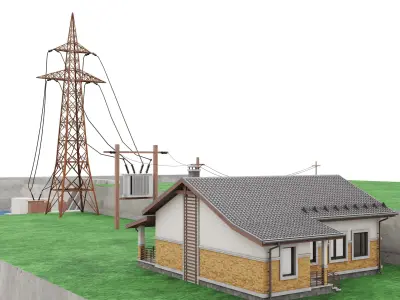 Water Dam Electricity Education 3d Model Low-poly 3D model