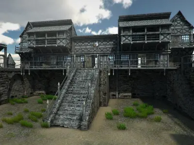 Medieval Castle Low-poly 3D model 8
