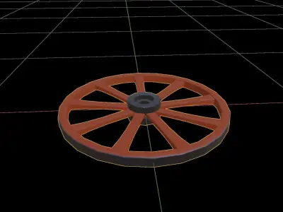 Old wheel with 9 spokes basemesh - ready for texturing Free low-poly 3D model