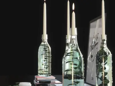 Decorative set with candlesticks 3D model