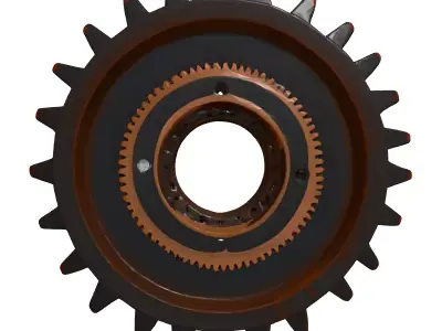 Industrial Gear Assembly Rusty Metal 3D model