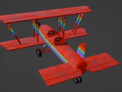 Rainbow plane Low-poly 3D model
