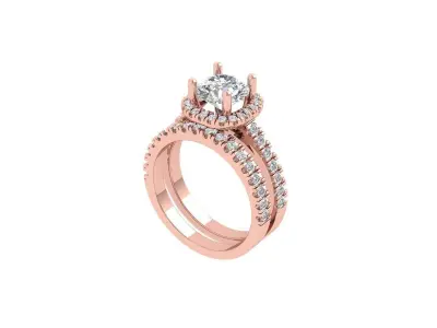 Solitair Ring Bridal Set 3D print model 53