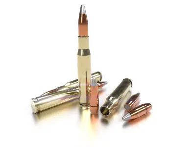 Cal 50 BMG Cartridge Low-poly 3D model