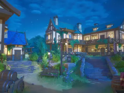 Modular Stylized Medieval City - Anime Style Low-poly 3D model