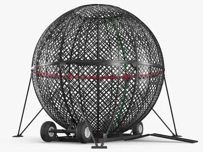 Stunt Motorcycle Globe Cage Steel 3D model