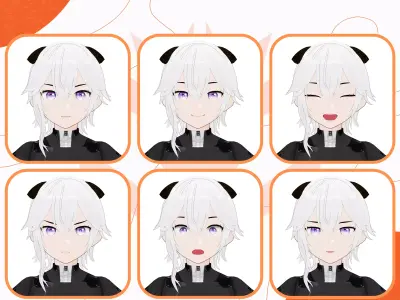 VRM MILITARY SCIFI WINTER DRESS ANIME GIRL SHORT HAIR 3D model