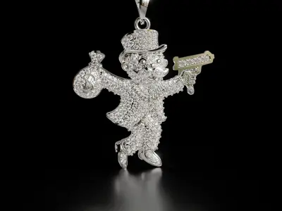Diamond Men Monopoly Man Charm Pendant 3D print model