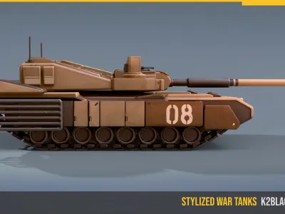 Stylized Tank K2BlackPanther Low-poly 3D model