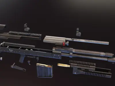 AK-50 anti-materiel rifle Low-poly 3D model
