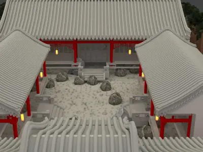 Chinese ancient courtyard house  3D model buy
