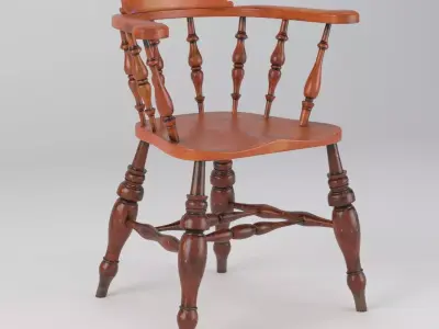 Antique Set of Five English Elmwood Windsor Chair 3D model