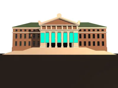 Museum building with steps and roof 3D model