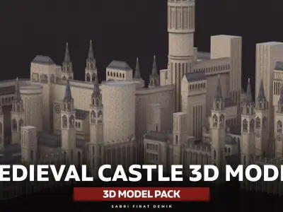 Medieval Castle Low-poly 3D model 6