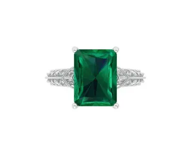 Emerald Art Deco Ring 3D print model 27