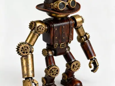Steampunk Nutcracker Soldier 3D Model Industrial Robot Low-poly 3D model