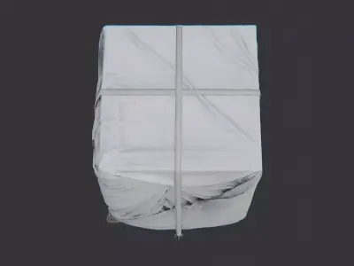 Train Crate with White Tarpaulin on Pallet Low-poly 3D model