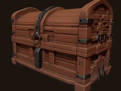 Wood Chest Low-poly 3D model