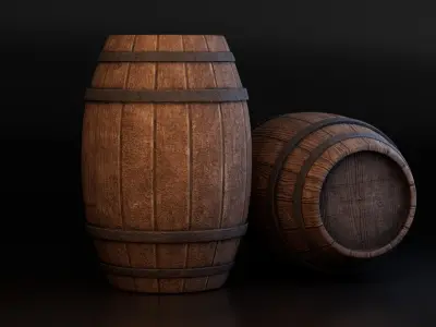 Medieval Barrel Free low-poly 3D model purchase