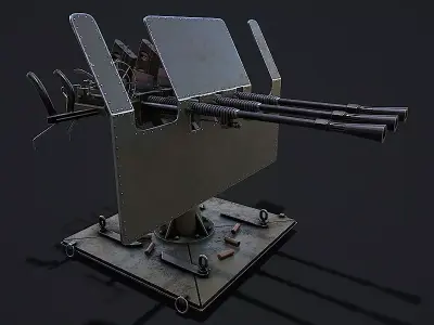 Machine Gun Turret Free low-poly 3D model