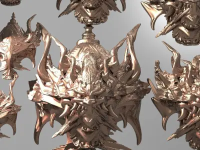 War God Baroque Mask and Shield Collection 3D 3D model