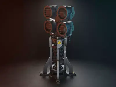 Large Flood or Spot Light Tower Low-poly 3D model