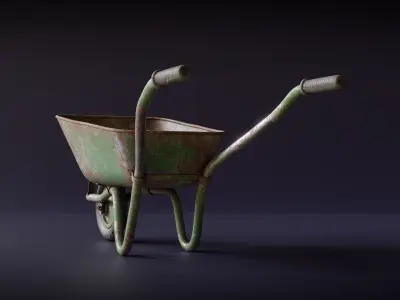 Old Wheelbarrow Low-poly 3D model