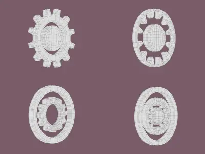 Gearwheel Icon Pack Base Mesh Subdivision Ready for Film Low-poly 3D model