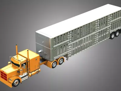 Marmon Truck Custom with Silverstar Truck Tarailer 3D Model Pack