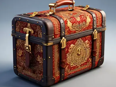 Antique Ornate Treasure Chest Low-poly 3D model