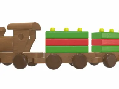 Train wooden 3D model purchase