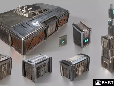 Modular Sci-Fi RTS Buildings Pack 01 Low-poly 3D model