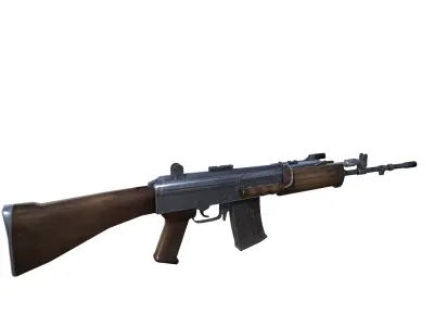 07-insas-rifle-gun model 3d game ready model  Low-poly 3D model