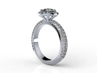 Engagement Ring Halo Settings With Basket Style For Media - SK1  3D model