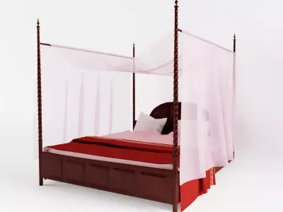Medieval Double Bed 3D model