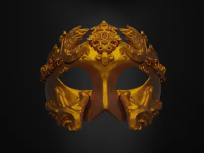 Rome Half Face Mask - Eternal City Medieval Embroidered Mask 3D print model