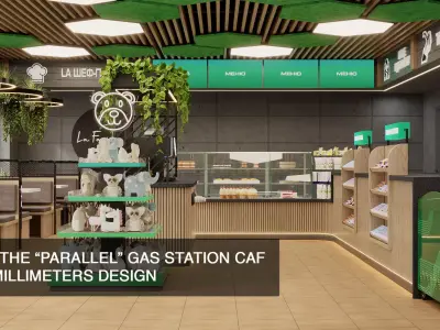 Gas Station Architecture Scene  Modern Fuel Station 3D model