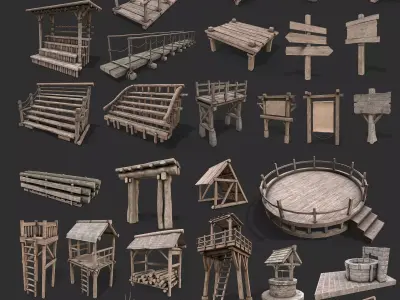 Medieval Exterior Structures Collection 3D Model Pack