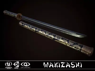 Wakizashi Cane Low-poly 3D model