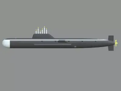 Military Nuclear Submarine Low-poly 3D model
