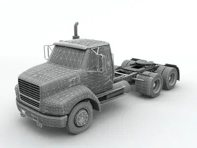 Semi Truck Tractor 3 Axle 3D model