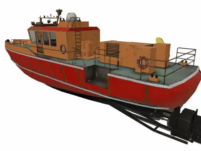 Towboat Low-poly PBR Low-poly 3D model