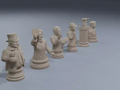 Industrial revolution chess set 3D print model