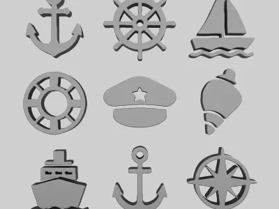 watercraft ship logo 6pack icon cartoon UI 3D model