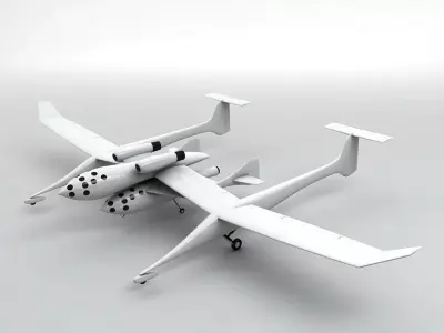 SpaceShipOne airplane with two propellers Low-poly 3D model