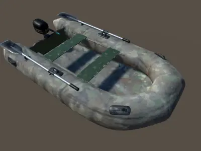Realistic boat inflatable Low-poly 3D model