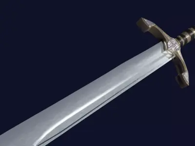 Falchion sword with Excalibur handle Low-poly 3D model
