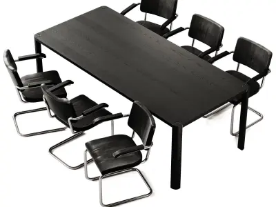 Thonet Dinig Table 1140 and Cantilever Chair 3D model